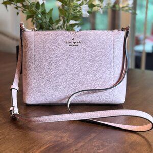 New Kate Spade Harlow Pebbled Leather Crossbody - Rose Smoke